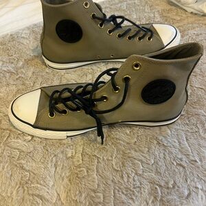 Converse High-Top Sneakers in Khaki and Black